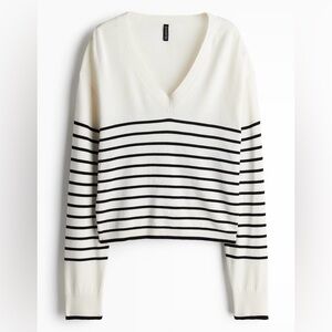 H&M Women's Striped V-Neck Sweater NWT